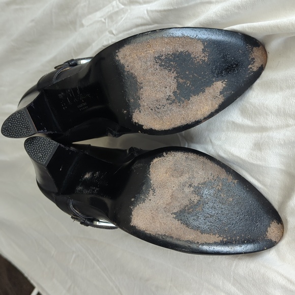 Cole Haan Black Leather Ankle Boots with Buckle - Picture 13 of 14